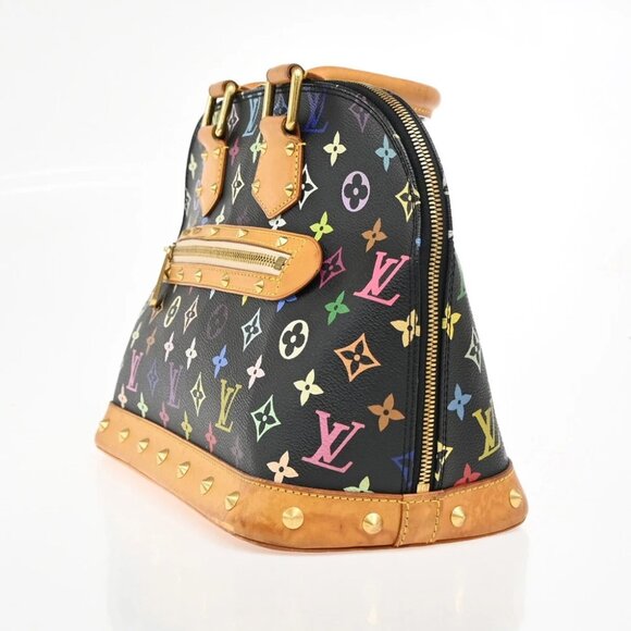 LOUIS VUITTON LV Logo Alma Hand Bag Monogram Multi Color Black M92646 50EE642 - Picture 4 of 12